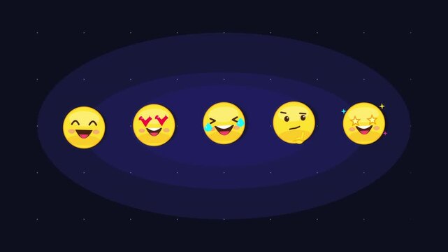 pixel emoji animation with happy faces and colorful mood icons loop