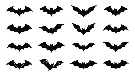 Fototapeta premium Black Bat Silhouettes Collection for Halloween and Gothic Designs