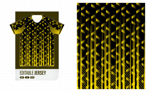 Sport jersey design with abstract yellow and black geometric pattern