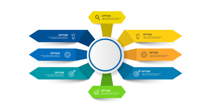 Modern 8 steps radial circular orbit node infographic template for presentation vector design