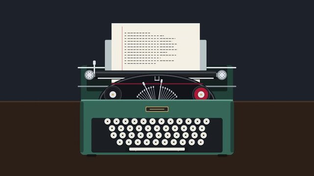 Retro green typewriter pixel art animation with paper typing loop