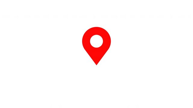 Seamless 10s loop of a pulsing red map pin location marker. Clean animated pointer for navigation, GPS tracking, and digital map UI video overlay.