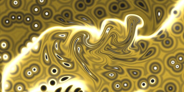 Abstract golden liquid swirl background with glowing light effects and futuristic organic cell patterns