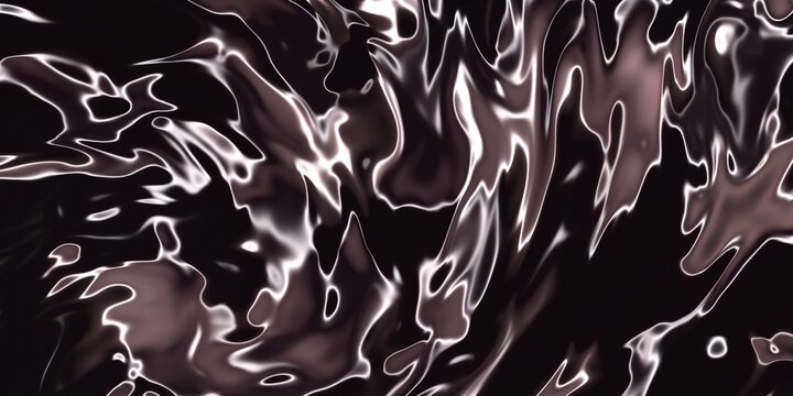 Abstract dark metallic liquid wave background with shiny chrome reflection textures