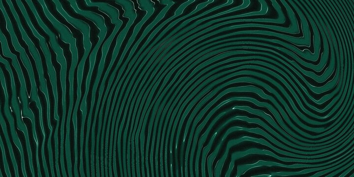 Abstract dark green and black fluid ripple pattern with hypnotic liquid swirling lines texture background for modern graphic design