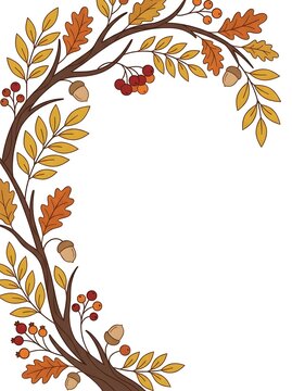 Thanksgiving Gratitude Card Frame With Autumn Leaves Vector Illustration