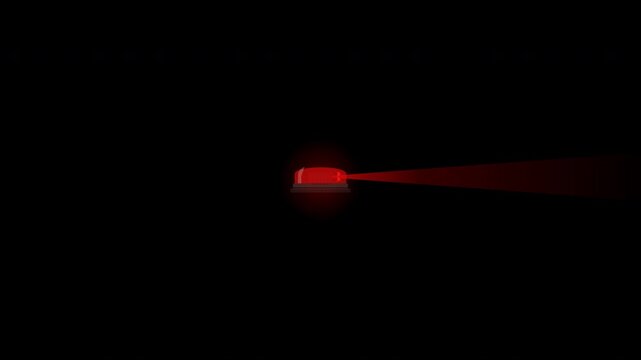 A modern, low-profile red emergency siren featuring a high-tech dual LED chaser ring mechanism. Creates a smooth, continuous sweeping glow and intense forward-facing strobe flashes on a solid black ba