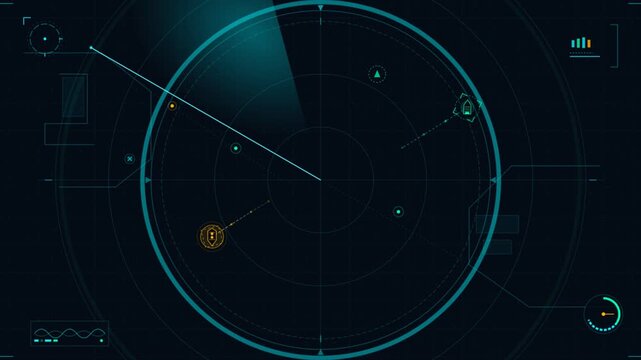 Digital radar interface with rotating scan line tracking vector targets
