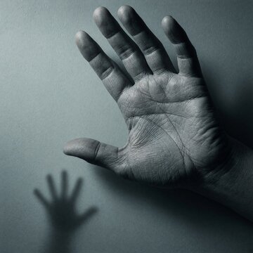Adult Open Hand and Shadow of Small Child Hand Concept