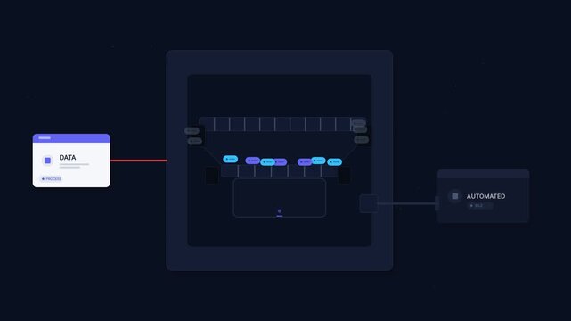 AI Data Funnel Filtering and Automated Data Processing Motion Graphics
