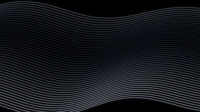 White Undulating Wave Lines on Black Minimal Background