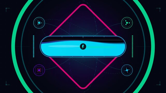 Futuristic hud interface with glowing energy level indicator and icons