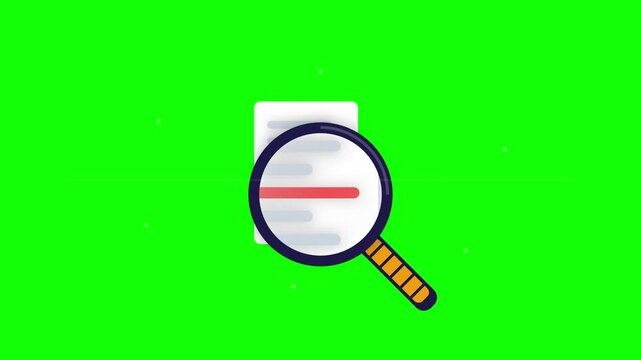 Document Search Animated Illustration Green Screen Magnifying Glass Graphic Design Looping Animation For Business File Research Project Purpose