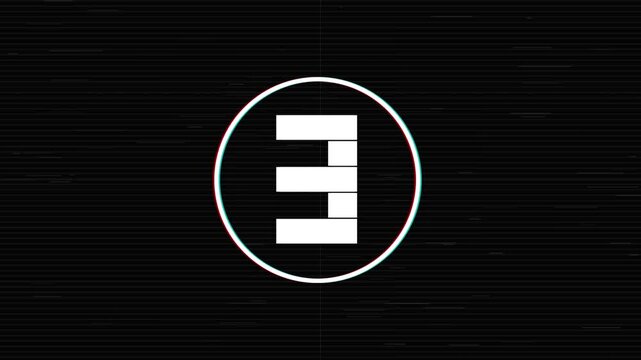 Digital Glitch Countdown with Bold White Number on Black