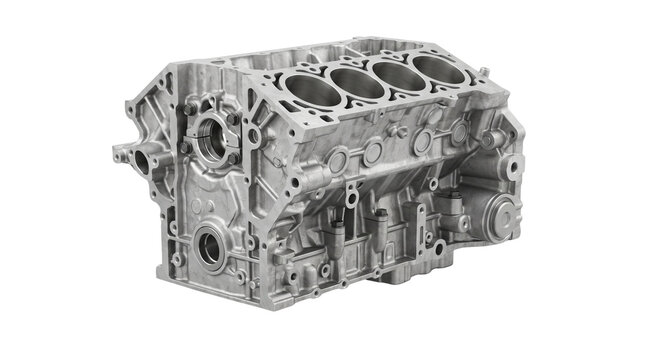 Metallic engine block cast iron automotive part isolated rendering