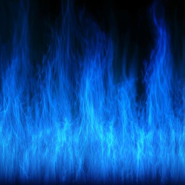 Realistic blue flames from natural gas burning and creating an ethereal and magical fire effect