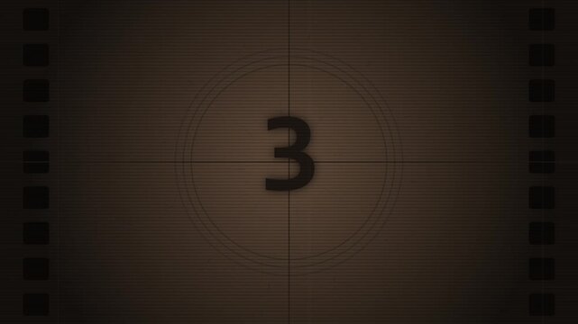 Sepia Filmstrip Countdown with Retro Number Three