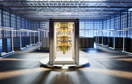 Quantum server network with quantum computer machine in server room