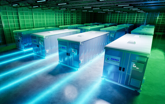 Energy storage systems or battery container units in factory