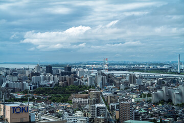 Obraz premium 船堀タワー展望台からの夏の東京の風景 東京都江戸川区船堀