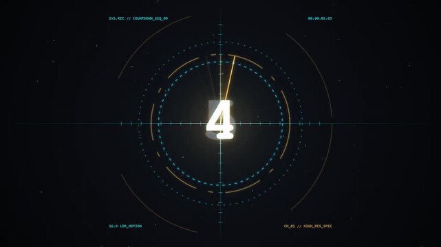 Futuristic HUD Countdown with Blue Orange Digital Interface
