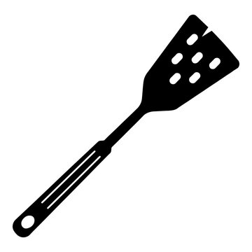 Black kitchen spatula with holes a flatware silhouette