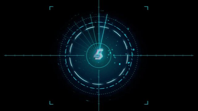 Blue Futuristic HUD Countdown with Glowing Digital Rings