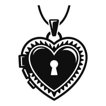 Heart shaped locket with keyhole black silhouette