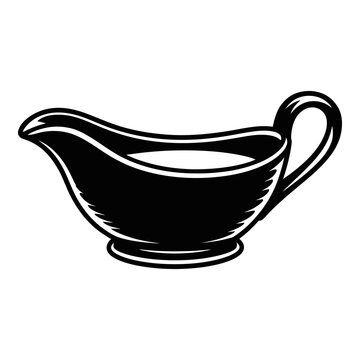 Black silhouette of a gravy boat on a white background silhouette