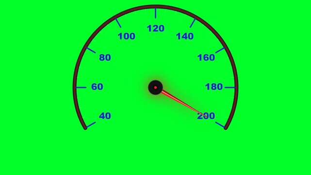 High Speed Digital Tachometer Gauge Illustration Displaying Maximum Velocity Levels Isolated on a Bright Green Chroma Key Background