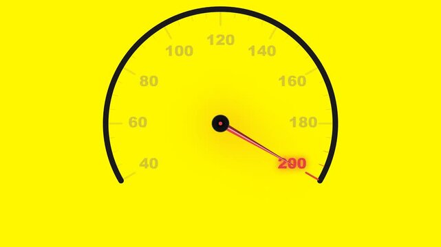 High Speed Conceptual Performance Gauge Indicating Maximum Velocity Limit on a Bright Yellow Background
