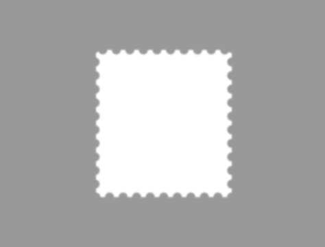 Soft 40 percent opacity shadow with postage stamp frame cutout on transparent background