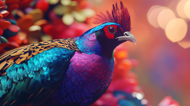 colorful pheasant close up portrait