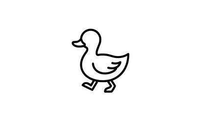 Fototapeta premium Minimal Duck Walking Line Art Vector Icon Isolated on White Background