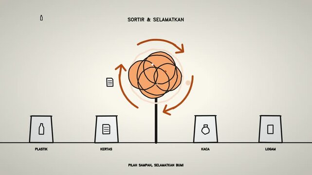 Waste Sorting and Recycling Educational Doodle Line Art Animation