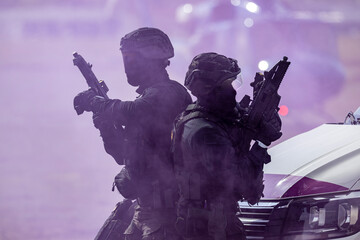 Fototapeta premium Soldiers in action.