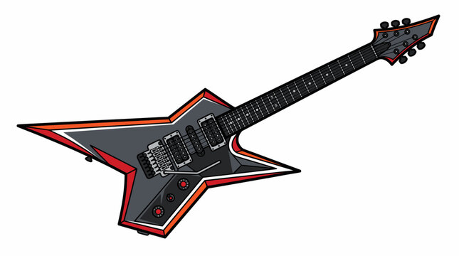 Electric guitar vector graphic showcasing an edgy star shaped body and dynamic modern style