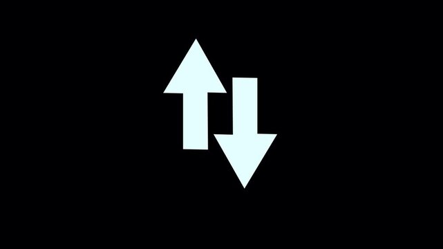 Animated White Up and Down Arrows Direction Icons on Black Background