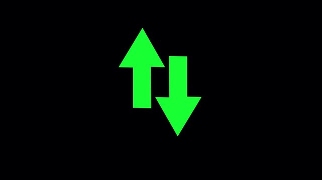 Animated Green Up and Down Arrows Direction Icons on Black Background