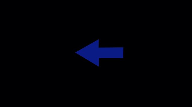 Animated Blue Left Arrow Direction Icon on Black Background 