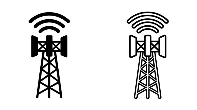 Set of cell tower icons for wireless network communication