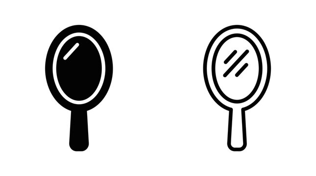 Handheld mirror icon set with reflective surface illustration