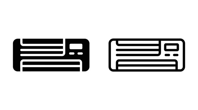 Air conditioning unit glyph and outline icons for climate control