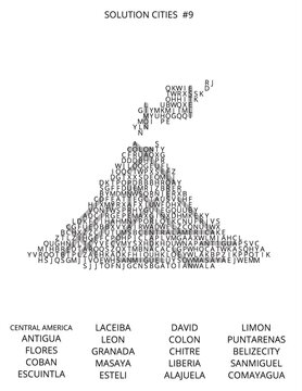Artistic Map of Central America and Caribbean Region with Letter-Based Design