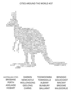 Alphabet grid of cities from around the world including Australian locations and more