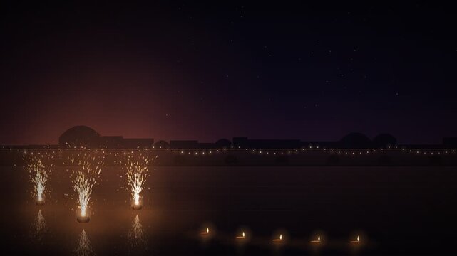 Diwali Anar Fountain Firework Sparks Seamless Loop