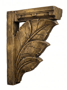 Foliate architectural bracket with large carved leaf motif and layered ornamental border