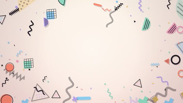 Memphis Design Squiggle Shape Confetti Seamless Loop