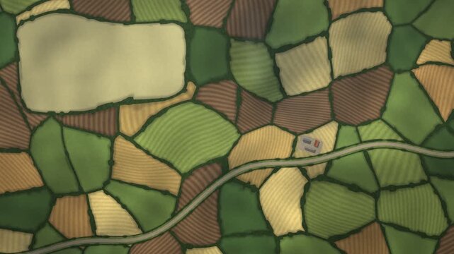 Patchwork Farmland Aerial Cloud Shadows Loop