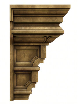 Large stepped architectural corbel with recessed panels and layered geometric molding